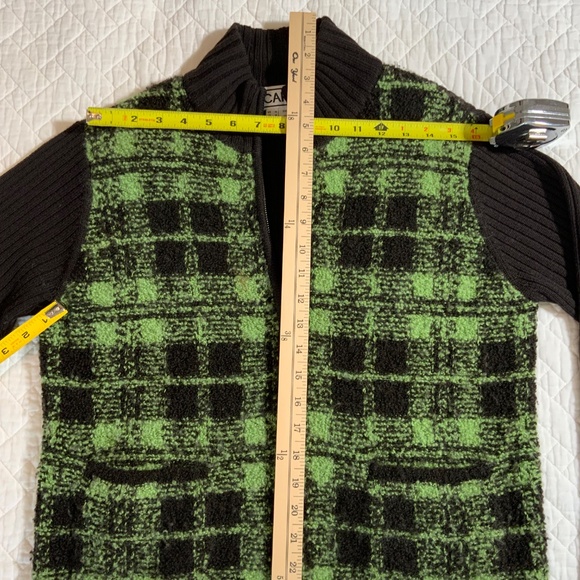 Carlisle Women’s Green And Black Zip-Up Wool/Mohair Sweater – Size Med (A110) - Picture 2 of 6